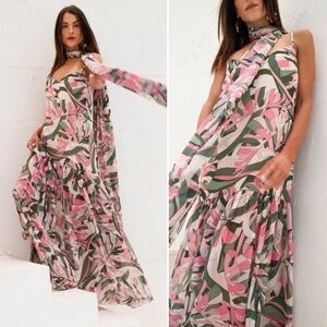 NEW Show Me Your Mumu Dalia Maxi Dress in Flamingo Palms Tropical Print Small